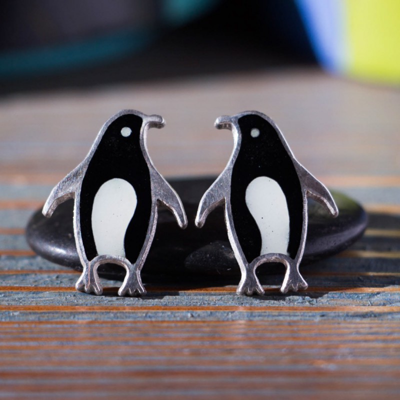 Серьги-гвоздики «Пингвины»